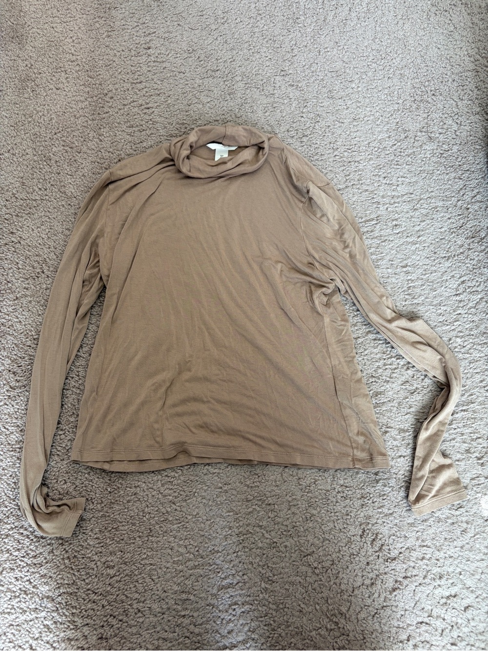H&M Long-Sleeve Turtleneck Top in Taupe